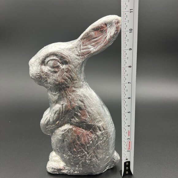 VTG Foil Wrapped Faux Chocolate Easter Bunny Rabbit Silver Decor 11in READ - Picture 2 of 16